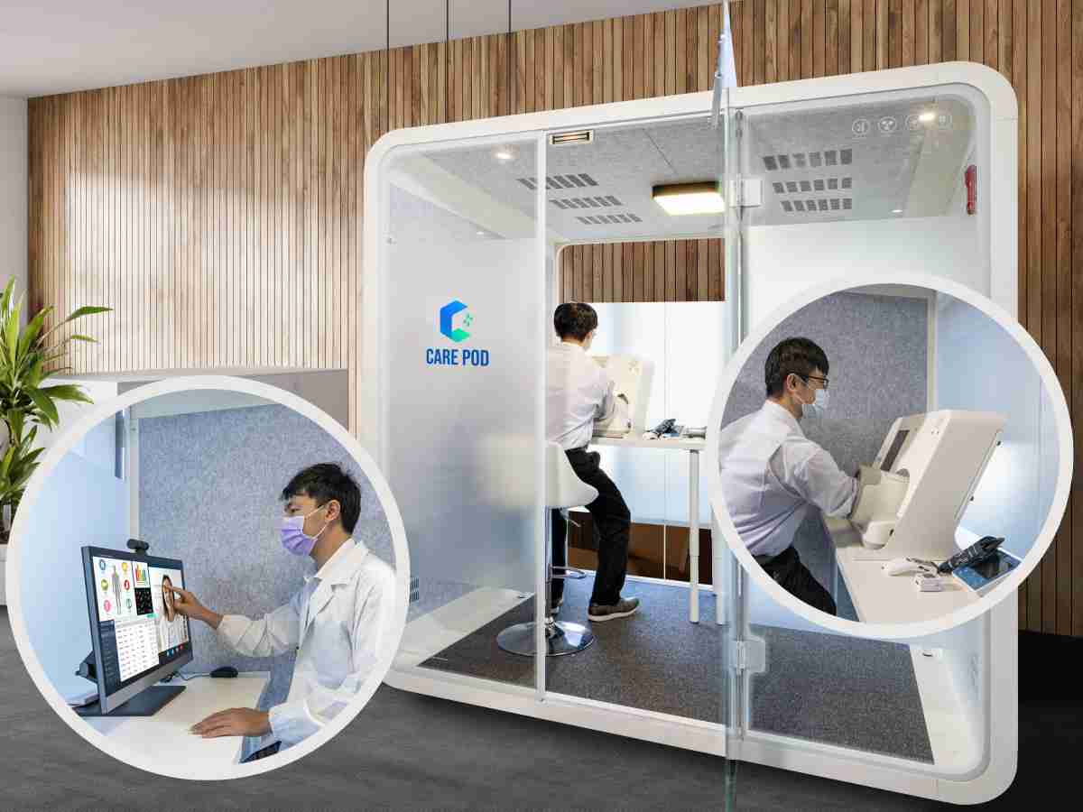 达擎于医疗科技展中展出＂远距诊疗舱＂，，，，以因应医疗数字化及社会高龄化趋势下、、复诊及慢性病患等族群对于远距看诊需求逐渐升高所推出的创新整合方案。。。多功能合一、、、高隐私性的远距诊疗舱可根据病患端与医师端的不同需求，，，提供弹性化及客制化功能，，节省医生和病患的精力及时间